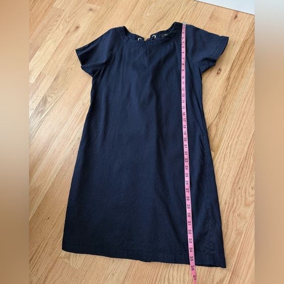 THEORY $275 Linen Blend Navy Caliver Lace Back Raglan Dress Size 6 - Picture 8 of 11